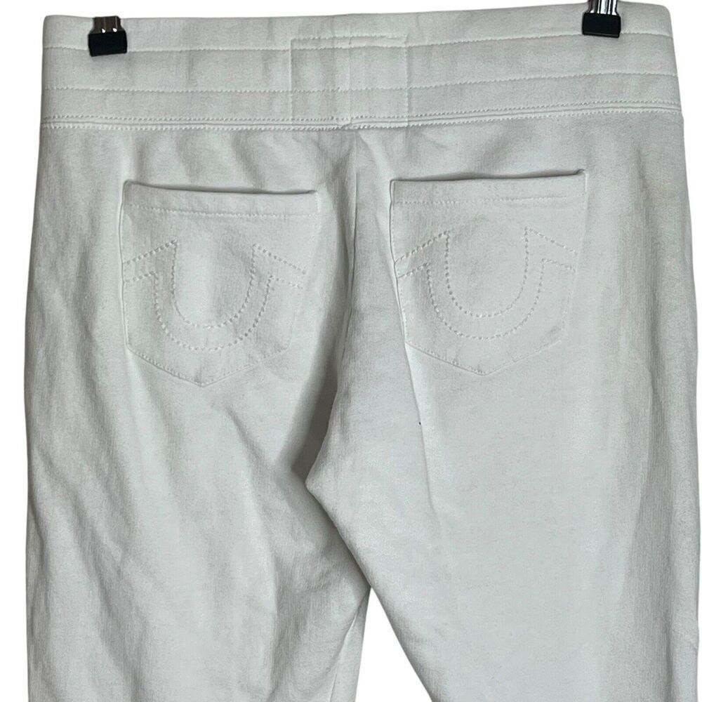 True Religion Spell Out Joggers Pants Women's XS Logo Pockets Tapered White - Picture 3 of 8